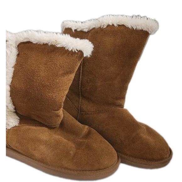 Minnetonka Boots Womens 7 Suede Faux Shearling Slip On Sherpa Lined Mid-Calf - Picture 11 of 13